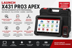 Launch x431 PRO3 APEX - Tester auto 2 Launch X431 PRO3 APEX tester diagnoză auto profesional cu diagnoză full-system, control bidirecțional, codări ECU și funcții service
